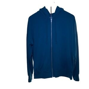 TIME AND TRU Women's Blue Full Zip Hoodie Fleece Lined Pockets XL 16-18